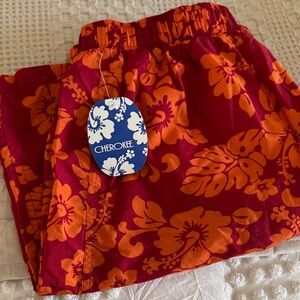 Cherokee Red and Orange Floral Men's Athletic Shorts